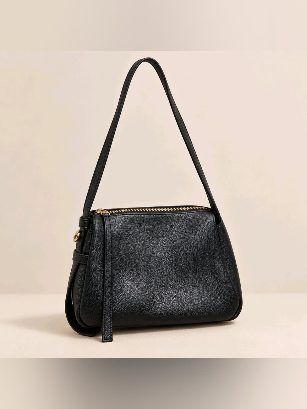 Tory Burch Small Romy Shoulder Bag - Black Pebbled Leather